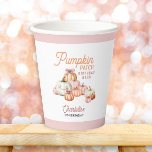 Girl Pumpkin Patch Bows Birthday Party Pappbecher