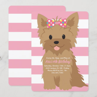 Girl Puppy Birthday Party II Einladung