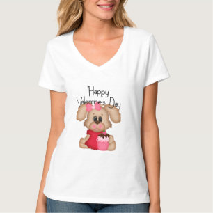 Girl Puppy Dog Happy Valentine's Day T - Shirt