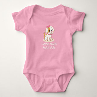 Girl Puppy Dog with Pink Bow Baby Bodysuit Strampler