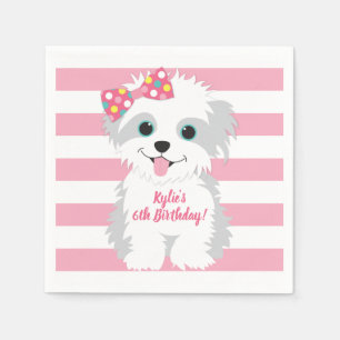 Girl Puppy Party Serviette