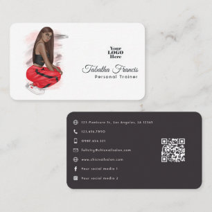 Girl QR-Code für Fitness von Schwarzen Visitenkarte
