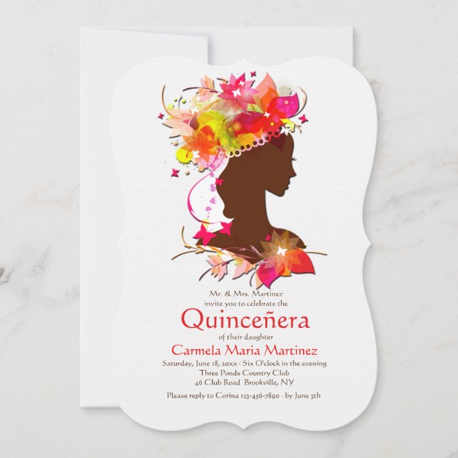 Girl Quinceñera Einladung (Vorderseite)