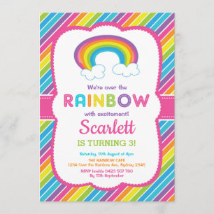 Girl Rainbow Birthday Party - Farbenfrohe Regenbog Einladung