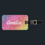 Girl Rainbow Glitzer Monogram Name Luggage Tag Gepäckanhänger<br><div class="desc">Fügen Sie Ihrem Gepäckanhänger einen Farbtupfer hinzu. Personalisieren Sie Ihre Daten mit Ihrem Namen, Monogramm, Initial oder Text. Sie können Textfarbe und Schriftart-Stil ändern, indem Sie die weitere Option anpassen. Der Glitzer in diesem Design ist simuliert und wird als Farbe auf das Produkt gedruckt. Bei der Herstellung dieses Produktes wird...</div>