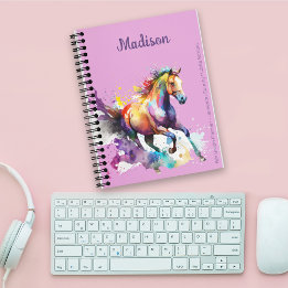 Girl Rainbow Horse Purple Nom Personnalisé Planifi