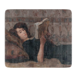 Girl Reading a Book (Reclining on a Divan) Schneidebrett