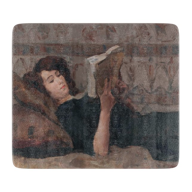 Girl Reading a Book (Reclining on a Divan) Schneidebrett (Vorderseite)