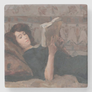 Girl Reading a Book (Reclining on a Divan) Steinuntersetzer