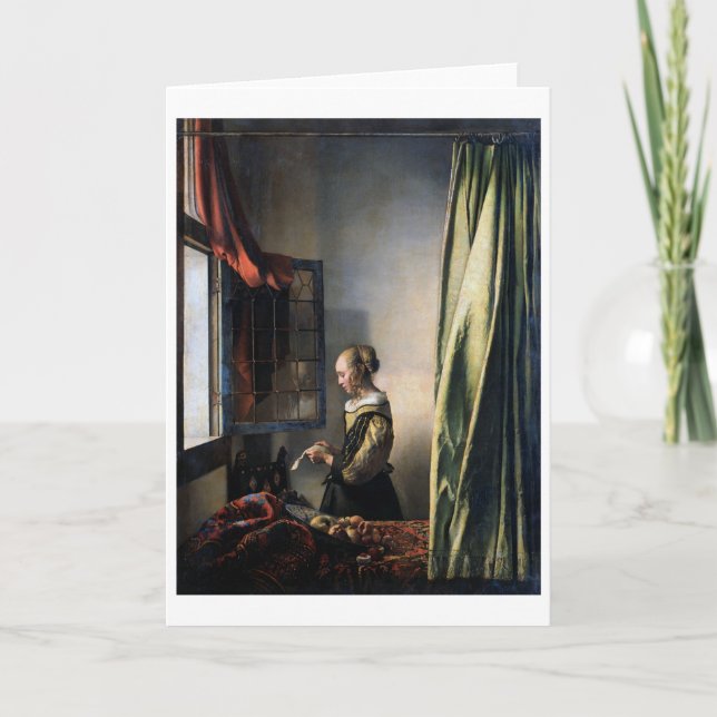 Girl Reading a Letter at a Open Window, Vermeer Karte (Vorderseite)