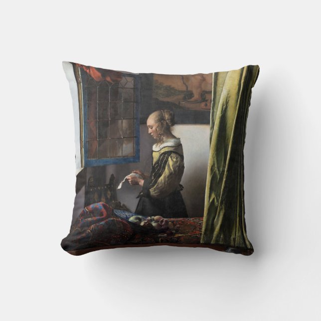 Girl Reading a Letter at a Open Window, Vermeer Kissen (Vorderseite)