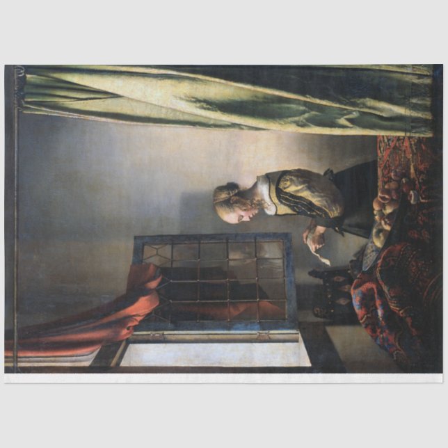 Girl Reading a Letter at Window, Vermeer Seidenpapier (Vorderseite)