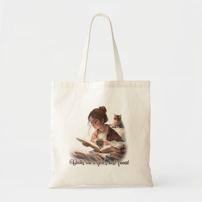 Girl Reading Book | Buchliebhaber Tragetasche (Vorne)