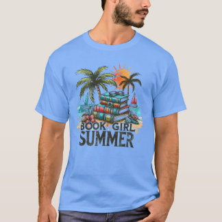 Girl Reading Book Summer Funny Beach Vacation For T-Shirt