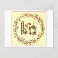 Girl Reading by Candlelight Postcard
