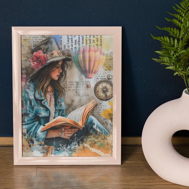 Girl Reading Collage Style Poster (Von Creator hochgeladen)