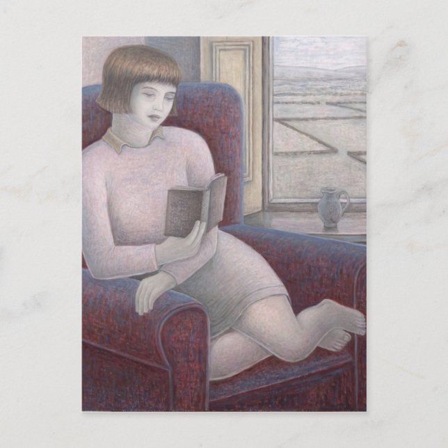 Girl Reading im Sessel 2009 Postkarte (Vorderseite)
