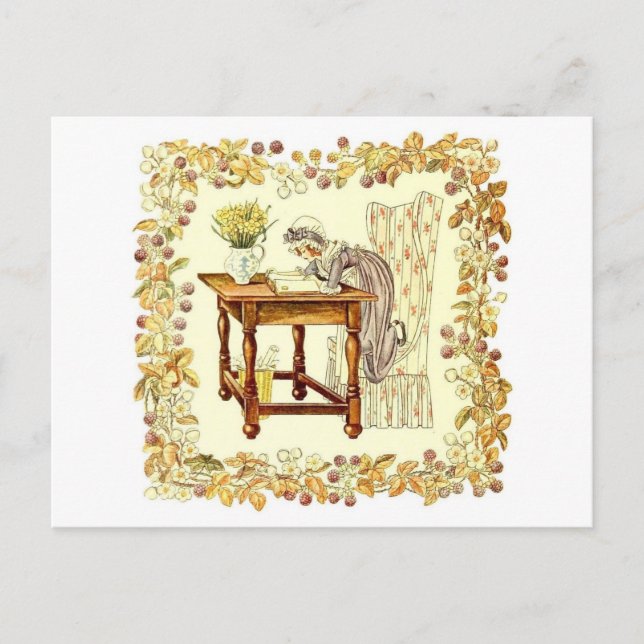 Girl Reading mit Daffodien Postkarte (Vorderseite)