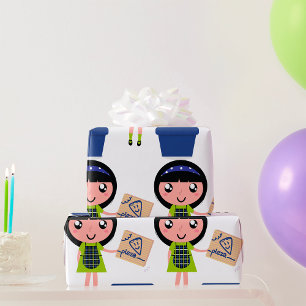 Girl Recycelnd Pizza Box Fun Öko Friendly Geschenkpapier