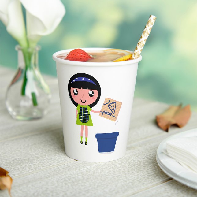 Girl Recycelnd Pizza Box Fun Öko Friendly Pappbecher (Von Creator hochgeladen)