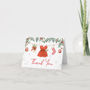 Girl Red Santa Christmas Baby Dusche Dankeskarte