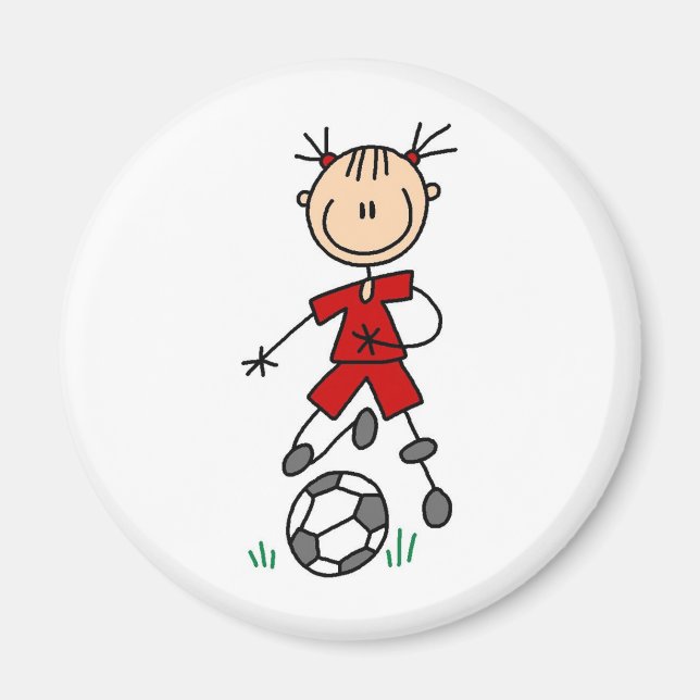 Girl Red Soccer Uniform Magnet (Vorne)