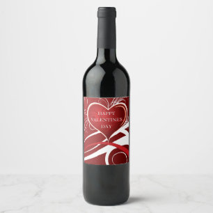 Girl-Red & White Heart und Blumenkohl-Wirbel Weinetikett