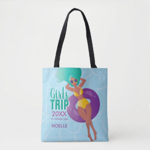 Girl-Reise, Jahr, Name, Schwarze Frau im Pool Tasche