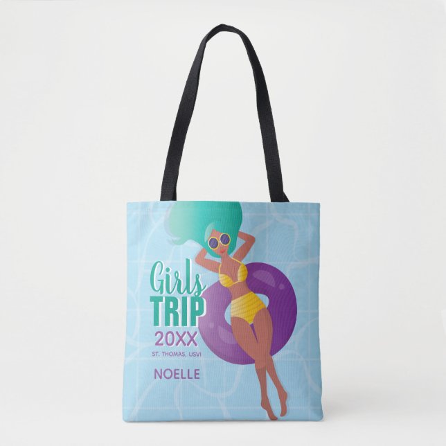 Girl-Reise, Jahr, Name, Schwarze Frau im Pool Tasche (Vorderseite)