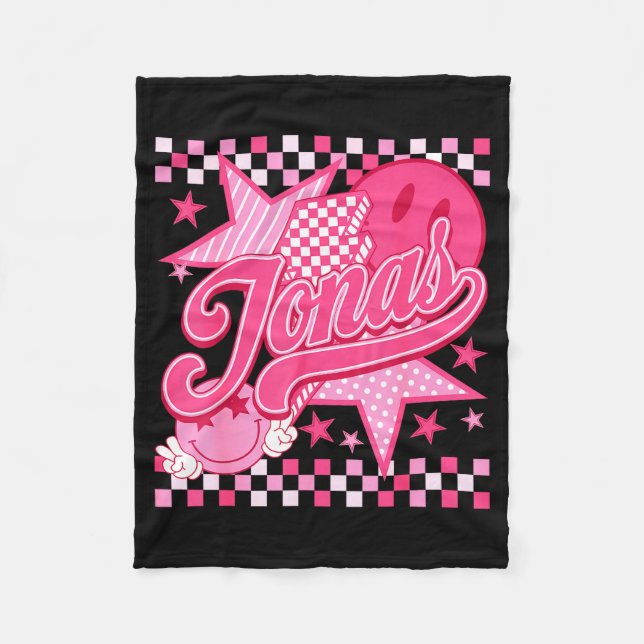 Girl Retro Jonas Groovy Flower First Name D 80's  Fleecedecke (Vorderseite)
