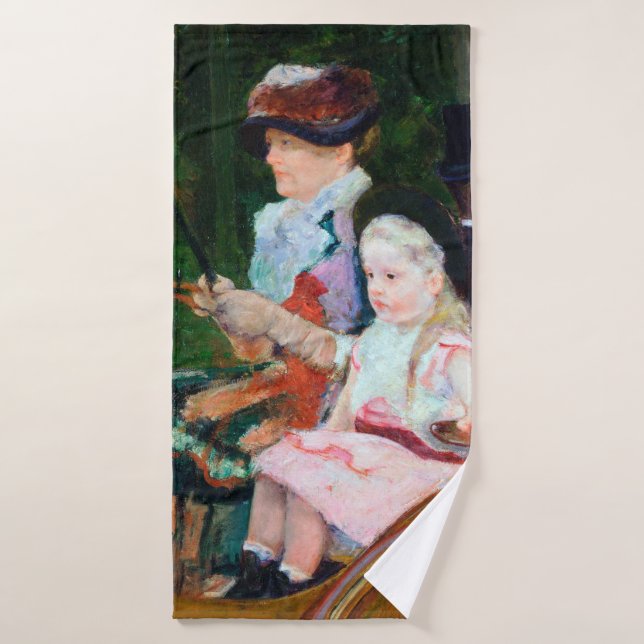 Girl Riding a Carriage, Mary Cassatt Badehandtuch (Badehandtuch)