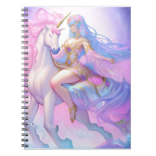 Girl Riding a Unicorn Notizblock