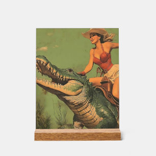 Girl Riding Alligator Acrylschild