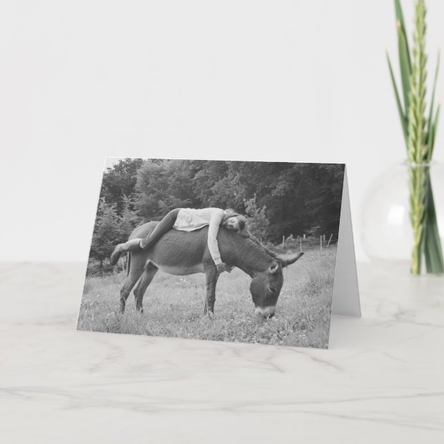Girl Riding Donkey Geburtstagkarte Karte (Vorderseite)
