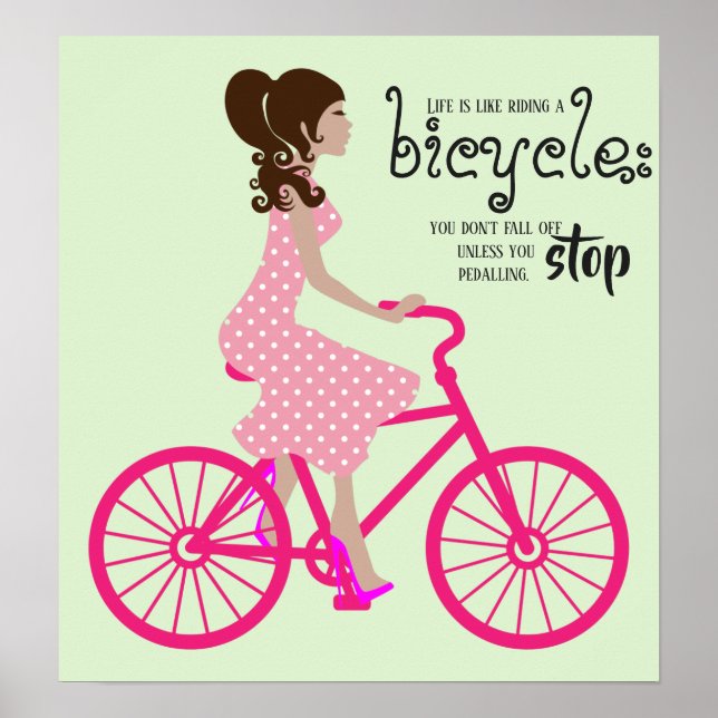 Girl Riding on Pink Bicycle Poster (Vorne)