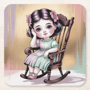 Girl Rocking Chair Untersetzer Set