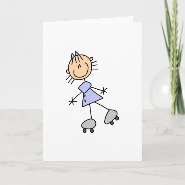 Girl Roller Skaten Card Karte (Vorderseite)