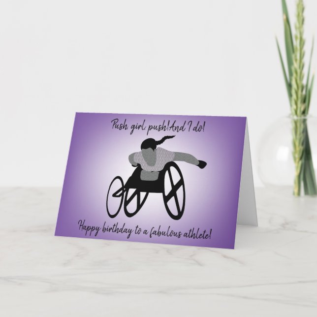 Girl Rollstuhl Athlete Geburtstagkarte Karte (Vorderseite)