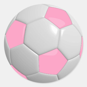 Girl-Rosa-Fußball Runder Aufkleber
