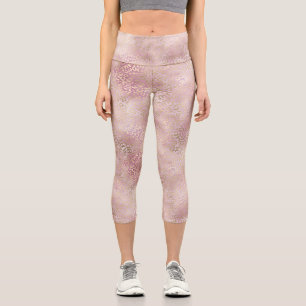 Girl-Rosa-Glam-Leopard-Druck Capri Leggings