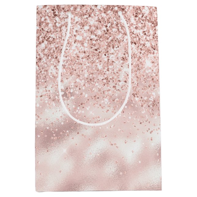 Girl-Rosa-Glitzer Mittlere Geschenktüte (Vorderseite)