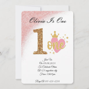 Girl-Rosa-Glitzer-Prinzessin Geburtstag Einladung