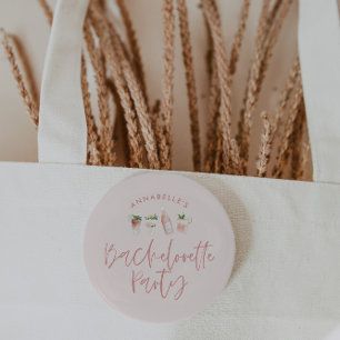 Girl-Rosa-Script-Junggeselinnen-Abschied Gunst Button