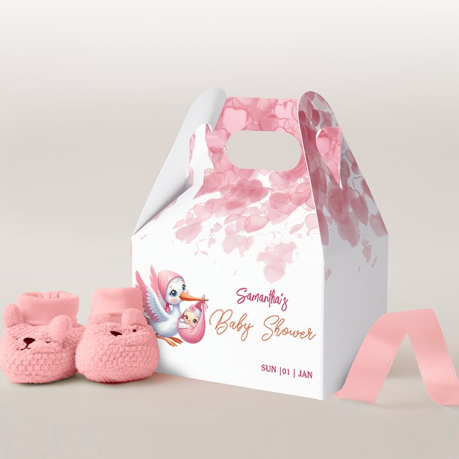 Girl rosa Storch Baby Dusche Box Geschenkschachtel (Von Creator hochgeladen)