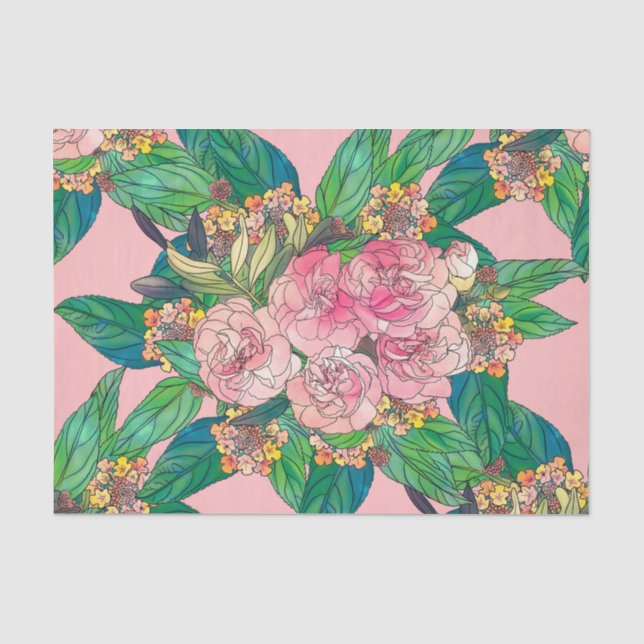 Girl-Rosa Wasserfarbe Blumenfarbe Seidenpapier (Vorderseite)