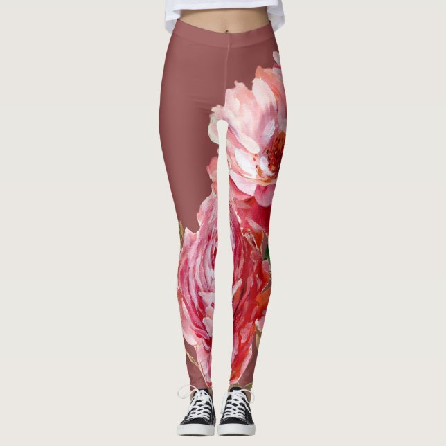 Girl-Rose dunkelrosa Aktive Kleidung Leggings (Vorderseite)