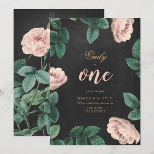 Girl Rose Erstgeburt Einladung Chalkboard