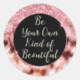 Girl Rose Glitzy Sparkle Gold Zebra Glitzer Runder Aufkleber