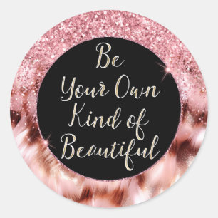 Girl Rose Glitzy Sparkle Gold Zebra Glitzer Runder Aufkleber