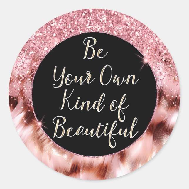 Girl Rose Glitzy Sparkle Gold Zebra Glitzer Runder Aufkleber (Vorderseite)